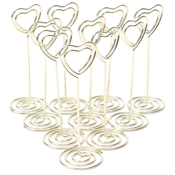 6 pcs Rose Gold Heart Shape Photo Holder Stands Table Number Holders Place Card Paper Menu Clips For Wedding Party Decoration