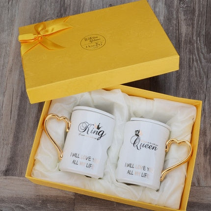 OUSSIRRO 2Pcs/Set Couple Cup Ceramic Kiss Mug Valentine's Day Wedding Birthday Gift