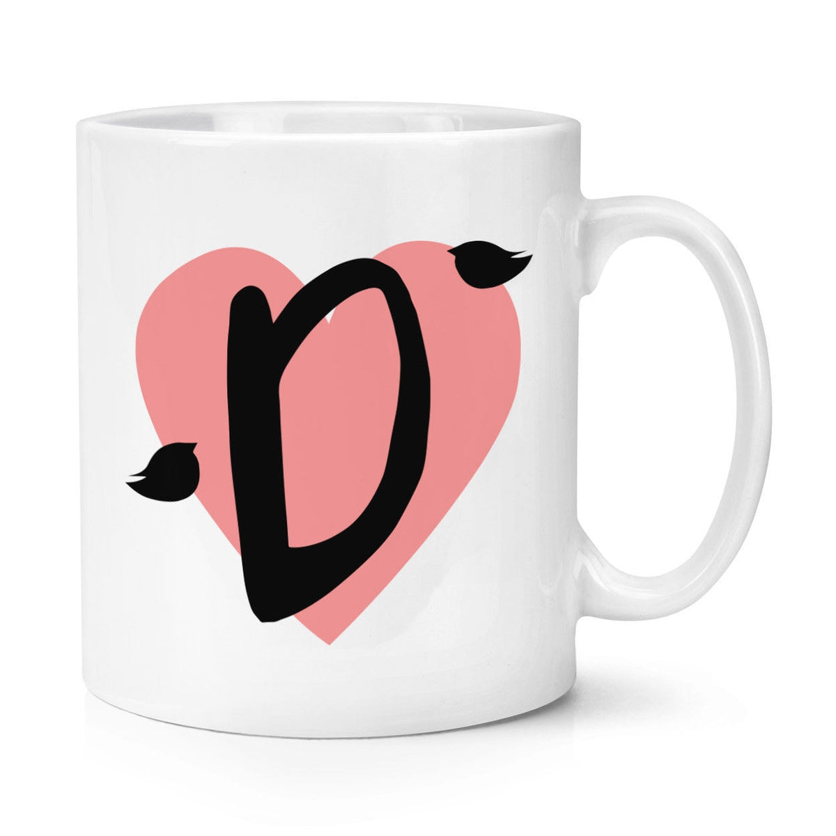 Letter D Heart Alphabet 10oz Mug Cup Valentines Day Cute Love Coffee Ceramic Mug