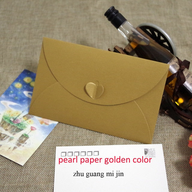 50pcs 6.8x4.3"/17.5x11cm Heart Clasp Style 250gsm Kraft /pearl Paper Envelopes For Wedding Party Invitation Postcard Photo Book