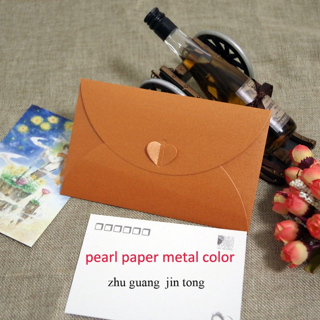 50pcs 6.8x4.3"/17.5x11cm Heart Clasp Style 250gsm Kraft /pearl Paper Envelopes For Wedding Party Invitation Postcard Photo Book