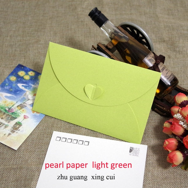 50pcs 6.8x4.3"/17.5x11cm Heart Clasp Style 250gsm Kraft /pearl Paper Envelopes For Wedding Party Invitation Postcard Photo Book
