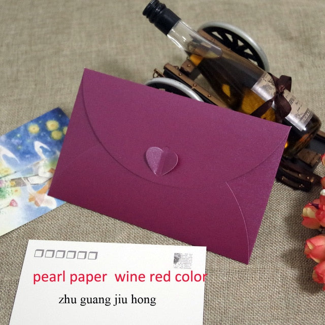 50pcs 6.8x4.3"/17.5x11cm Heart Clasp Style 250gsm Kraft /pearl Paper Envelopes For Wedding Party Invitation Postcard Photo Book