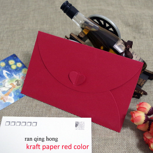 50pcs 6.8x4.3"/17.5x11cm Heart Clasp Style 250gsm Kraft /pearl Paper Envelopes For Wedding Party Invitation Postcard Photo Book