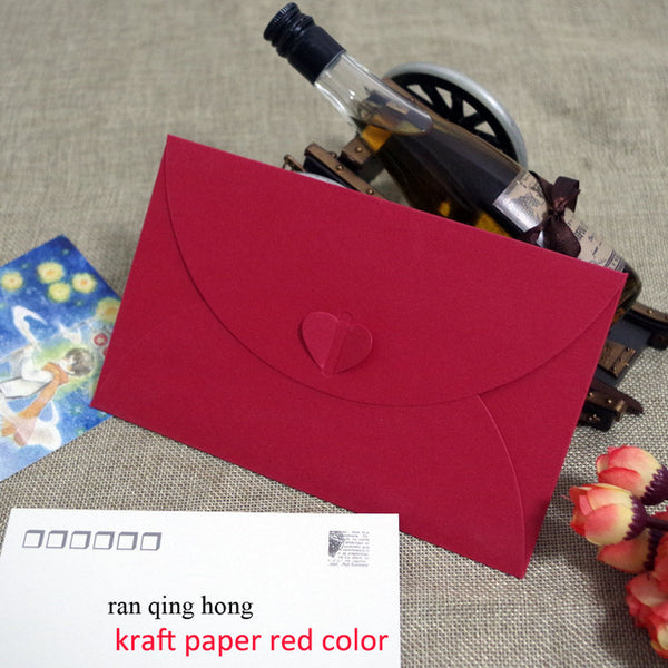 50pcs 6.8x4.3"/17.5x11cm Heart Clasp Style 250gsm Kraft /pearl Paper Envelopes For Wedding Party Invitation Postcard Photo Book