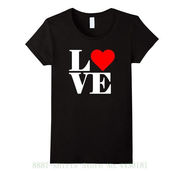 Women's Tee Love Heart Valentines Day T Shirt Female Perfect Quality Casual Clothes For Women
