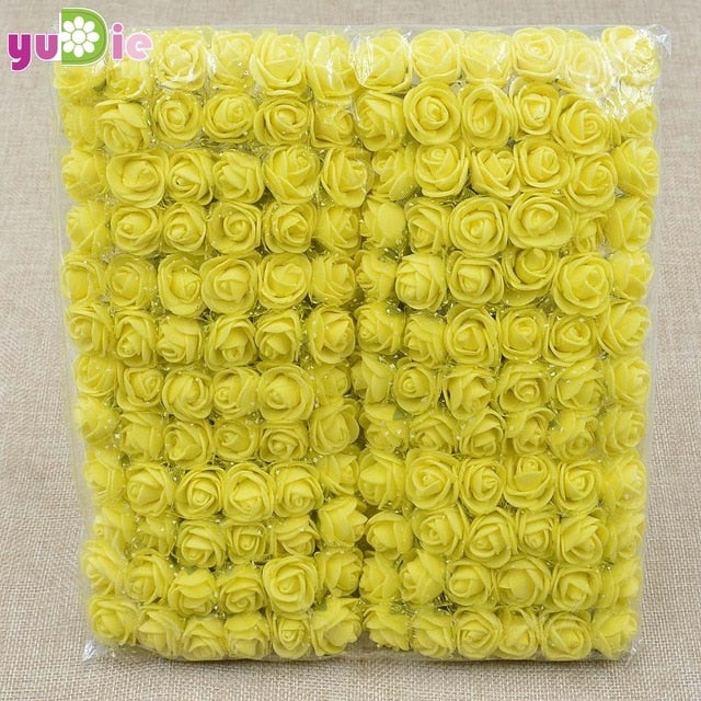 Sale!!! (144pcs/lot) 2cm head Multicolor PE Rose Foam Mini Flower Bouquet Solid Color/Scrapbooking Artificial foam Rose Flowers