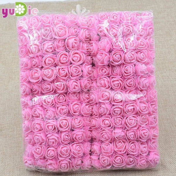 Sale!!! (144pcs/lot) 2cm head Multicolor PE Rose Foam Mini Flower Bouquet Solid Color/Scrapbooking Artificial foam Rose Flowers