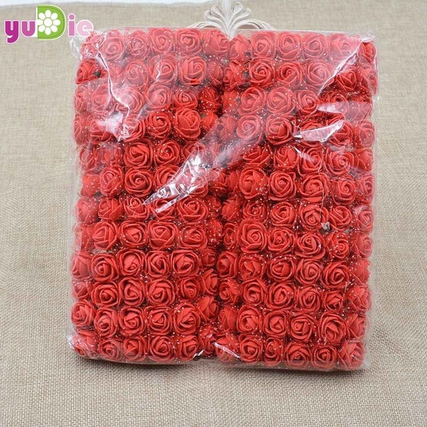 Sale!!! (144pcs/lot) 2cm head Multicolor PE Rose Foam Mini Flower Bouquet Solid Color/Scrapbooking Artificial foam Rose Flowers