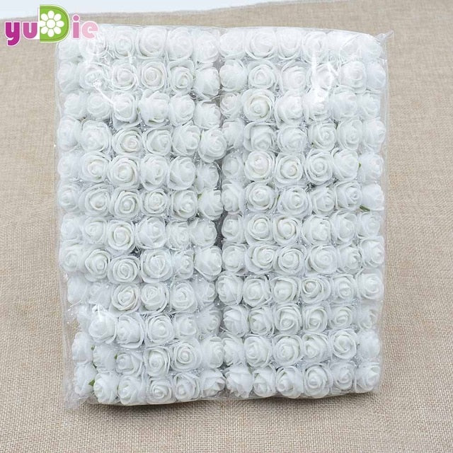 Sale!!! (144pcs/lot) 2cm head Multicolor PE Rose Foam Mini Flower Bouquet Solid Color/Scrapbooking Artificial foam Rose Flowers