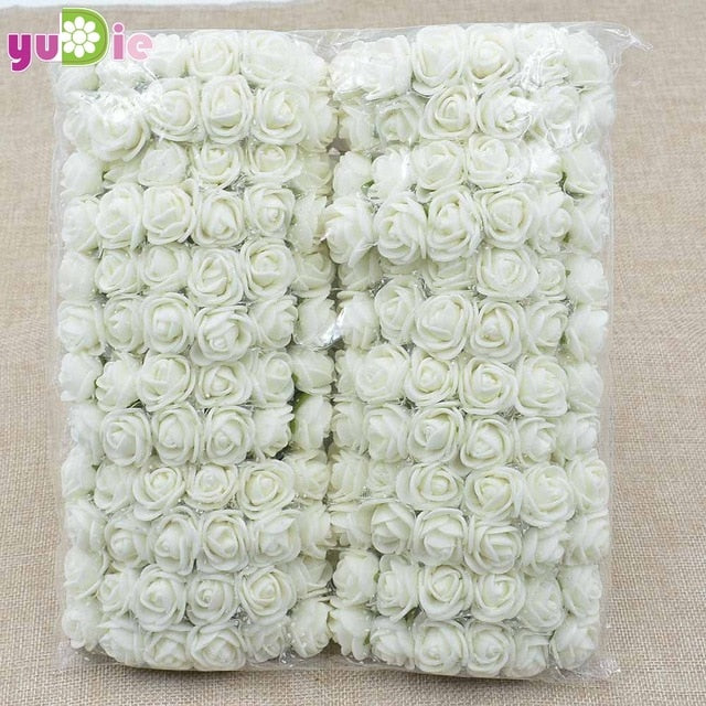 Sale!!! (144pcs/lot) 2cm head Multicolor PE Rose Foam Mini Flower Bouquet Solid Color/Scrapbooking Artificial foam Rose Flowers