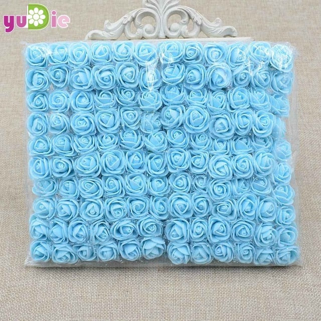 Sale!!! (144pcs/lot) 2cm head Multicolor PE Rose Foam Mini Flower Bouquet Solid Color/Scrapbooking Artificial foam Rose Flowers