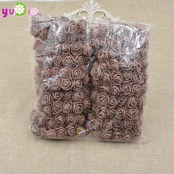 Sale!!! (144pcs/lot) 2cm head Multicolor PE Rose Foam Mini Flower Bouquet Solid Color/Scrapbooking Artificial foam Rose Flowers