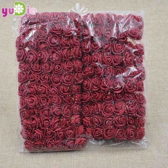 Sale!!! (144pcs/lot) 2cm head Multicolor PE Rose Foam Mini Flower Bouquet Solid Color/Scrapbooking Artificial foam Rose Flowers