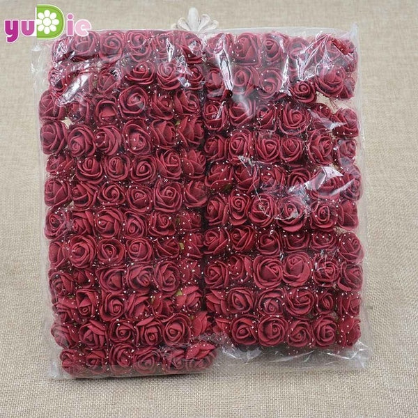 Sale!!! (144pcs/lot) 2cm head Multicolor PE Rose Foam Mini Flower Bouquet Solid Color/Scrapbooking Artificial foam Rose Flowers