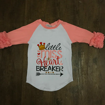 AICTON 2018 girl valentine day icing raglan shirts little miss heart breaker ruffle raglan tshirts for girl ruffle spring tshirt