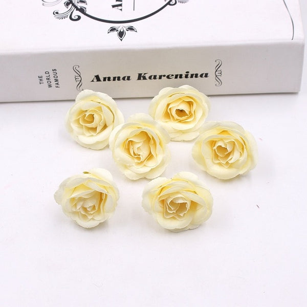 10pcs 4cm Silk Rose Artificial Flower Wedding Home Furnishings DIY Wreath Sheets Handicrafts Simulation Cheap Fake Flowers