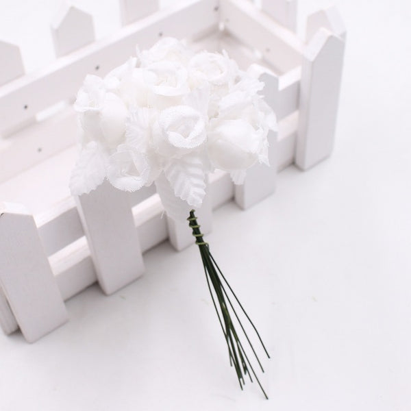 12pcs 2cm handmade mini silk rose bouquet artificial flower wedding decoration DIY wreath clip art fake flower decoration