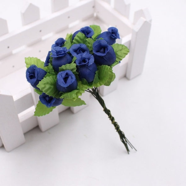 12pcs 2cm handmade mini silk rose bouquet artificial flower wedding decoration DIY wreath clip art fake flower decoration