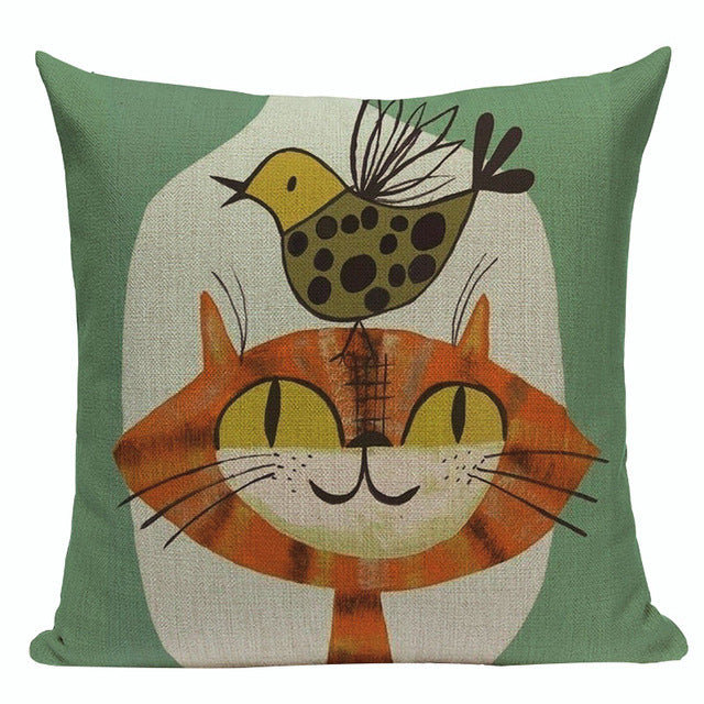 Fashion cushion cover Cute Animal Cat pillow case cojins/almofadas 45Cmx45Cm Square Valentine Day Gift Handmade 3D Throw Pillows