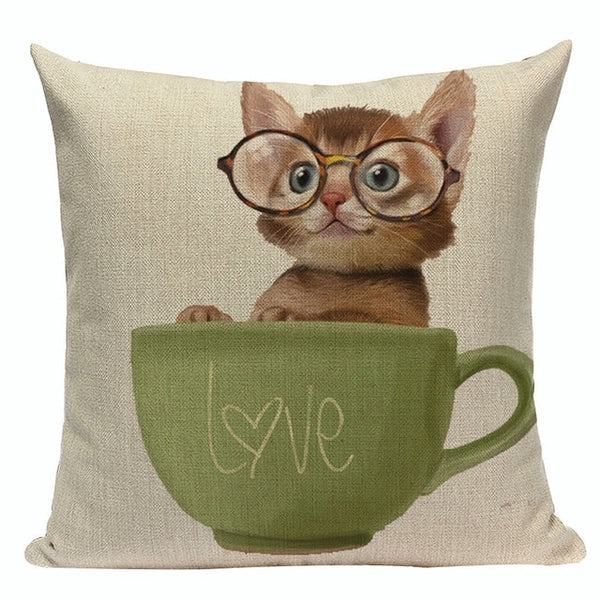 Fashion cushion cover Cute Animal Cat pillow case cojins/almofadas 45Cmx45Cm Square Valentine Day Gift Handmade 3D Throw Pillows