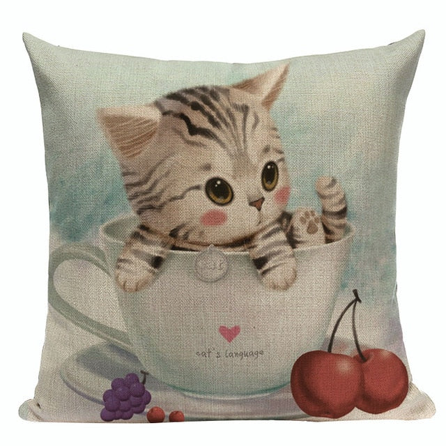 Fashion cushion cover Cute Animal Cat pillow case cojins/almofadas 45Cmx45Cm Square Valentine Day Gift Handmade 3D Throw Pillows