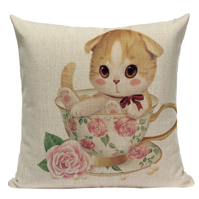 Fashion cushion cover Cute Animal Cat pillow case cojins/almofadas 45Cmx45Cm Square Valentine Day Gift Handmade 3D Throw Pillows