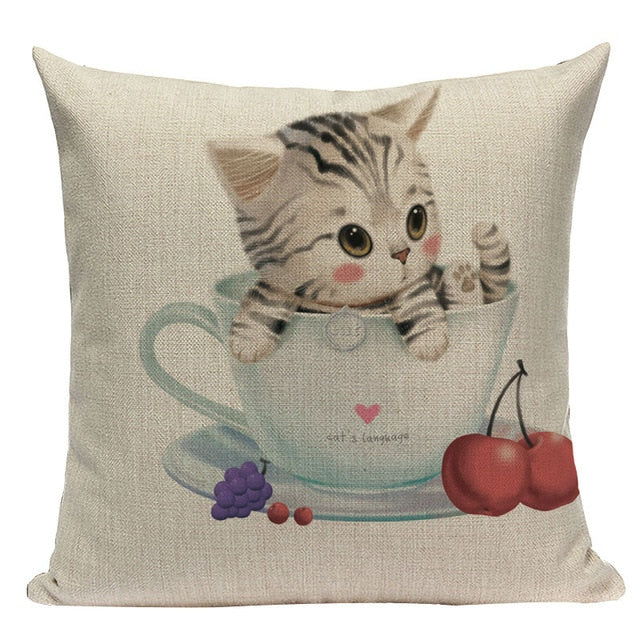 Fashion cushion cover Cute Animal Cat pillow case cojins/almofadas 45Cmx45Cm Square Valentine Day Gift Handmade 3D Throw Pillows
