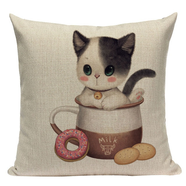 Fashion cushion cover Cute Animal Cat pillow case cojins/almofadas 45Cmx45Cm Square Valentine Day Gift Handmade 3D Throw Pillows
