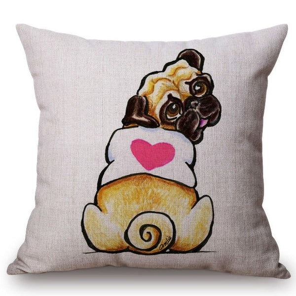 Cute Dog Dachshund Terrier Red Heart Sofa Decorative Throw Pillows Valentine Day Couple Home Decoration Chair Cushion Cover Case