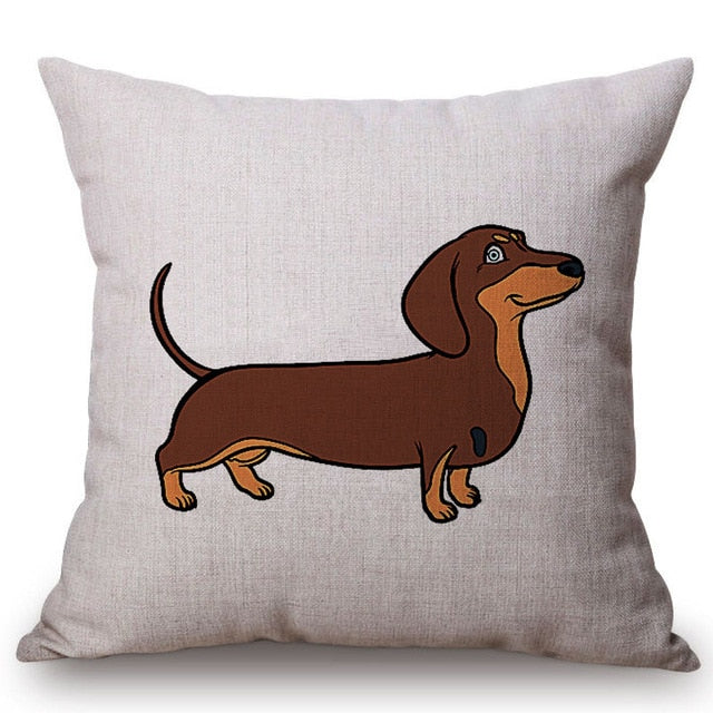 Cute Dog Dachshund Terrier Red Heart Sofa Decorative Throw Pillows Valentine Day Couple Home Decoration Chair Cushion Cover Case
