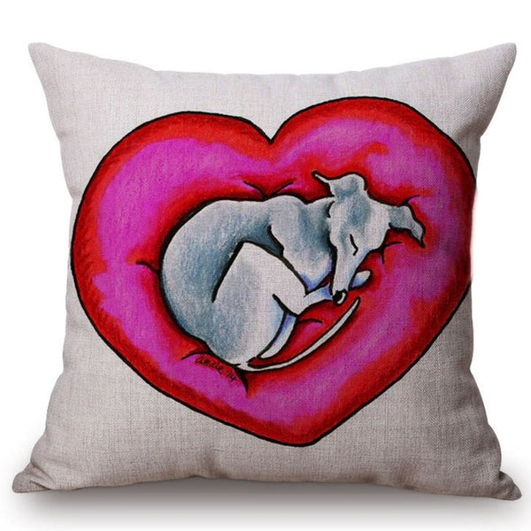 Cute Dog Dachshund Terrier Red Heart Sofa Decorative Throw Pillows Valentine Day Couple Home Decoration Chair Cushion Cover Case