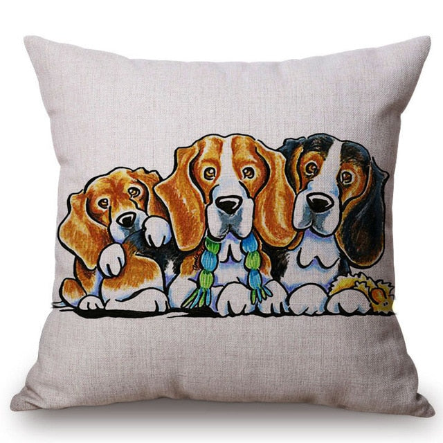 Cute Dog Dachshund Terrier Red Heart Sofa Decorative Throw Pillows Valentine Day Couple Home Decoration Chair Cushion Cover Case