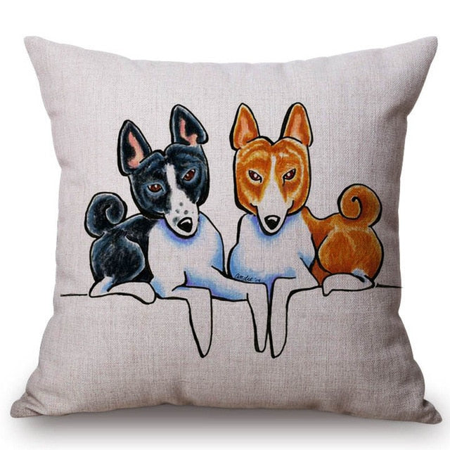 Cute Dog Dachshund Terrier Red Heart Sofa Decorative Throw Pillows Valentine Day Couple Home Decoration Chair Cushion Cover Case