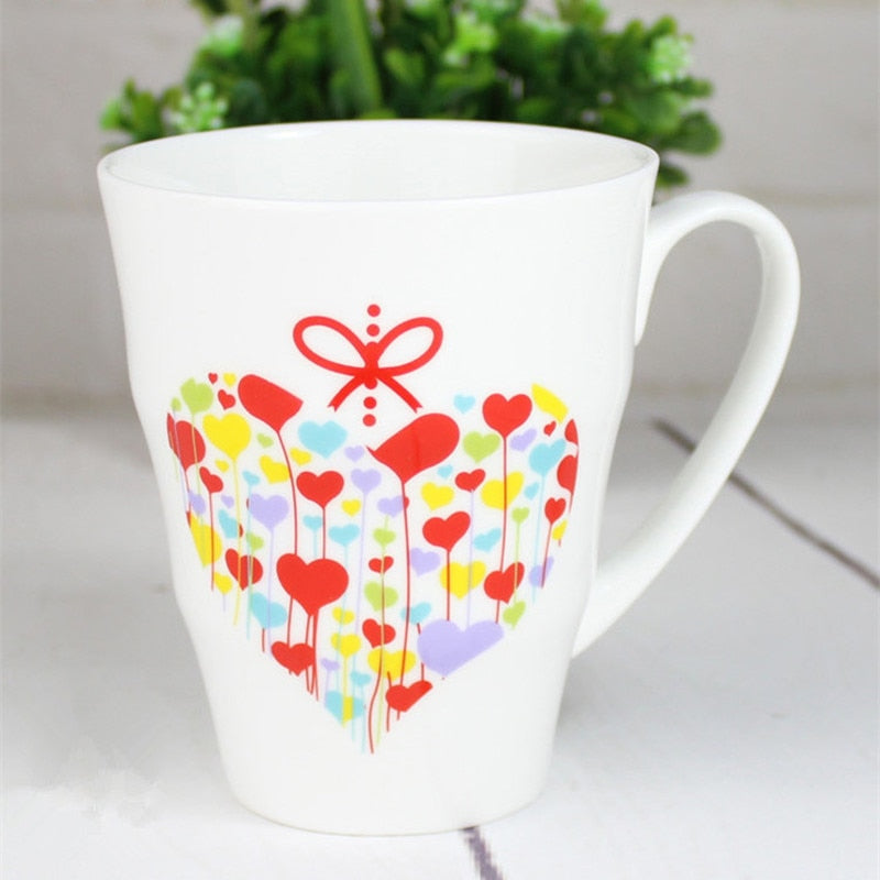 2018 Valentine's Day Heart Shape Coffee Mugs Tea cup ceramic cup water bottles 300ml Breakfast Milk cups Best For Lover gifts