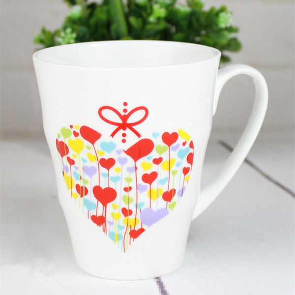 2018 Valentine's Day Heart Shape Coffee Mugs Tea cup ceramic cup water bottles 300ml Breakfast Milk cups Best For Lover gifts