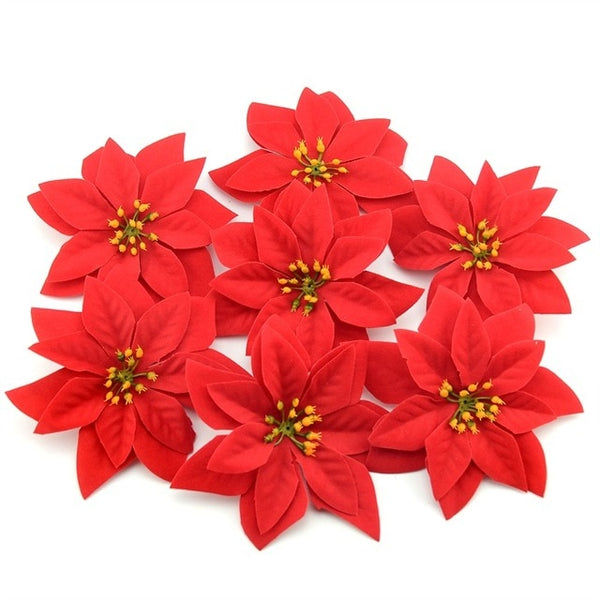 10 pcs 14cm Flannel Large Artificial Rose Flower Heads For Home Wedding  Decoration Scrapbooking DIY Christmas Tree Silk Flowers