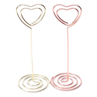 6 pcs Rose Gold Heart Shape Photo Holder Stands Table Number Holders Place Card Paper Menu Clips For Wedding Party Decoration