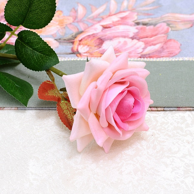 1PC French Romantic Artificial Rose Flower DIY Velvet Silk Flower for Party Home Wedding Holiday Decoration