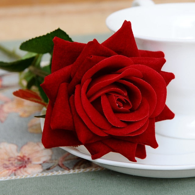 1PC French Romantic Artificial Rose Flower DIY Velvet Silk Flower for Party Home Wedding Holiday Decoration