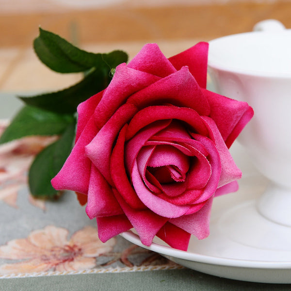 1PC French Romantic Artificial Rose Flower DIY Velvet Silk Flower for Party Home Wedding Holiday Decoration