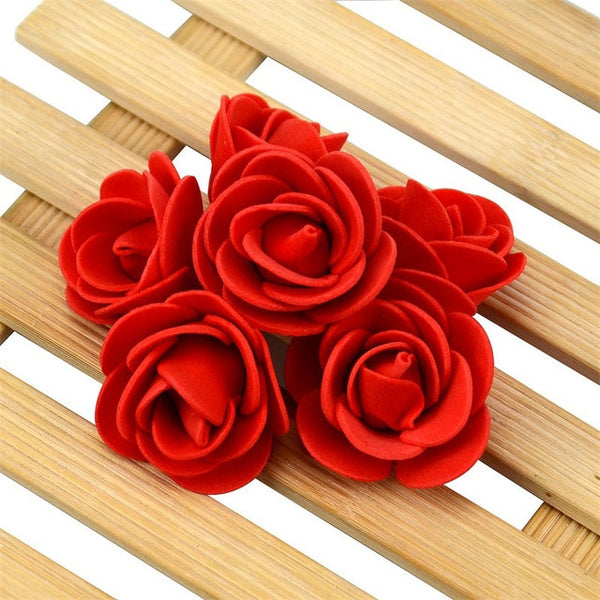 50PCS/Lot Artificial Mini PE Foam Rose Flower Head Handmade DIY Wedding Home Decoration DIY Scrapbooking Fake Flower Kiss Ball