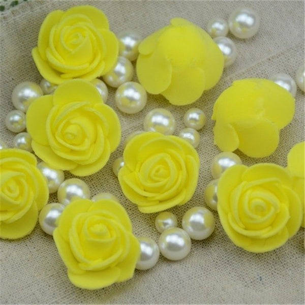 50PCS/Lot Artificial Mini PE Foam Rose Flower Head Handmade DIY Wedding Home Decoration DIY Scrapbooking Fake Flower Kiss Ball