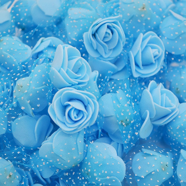 50Pcs/lot 3.5cm Mini PE Foam Rose Heads Artificial Silk Flowers For Home Garden DIY Pompom Wreaths Wedding Decor Supplies