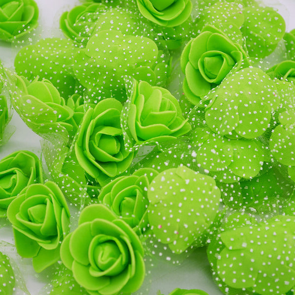 50Pcs/lot 3.5cm Mini PE Foam Rose Heads Artificial Silk Flowers For Home Garden DIY Pompom Wreaths Wedding Decor Supplies