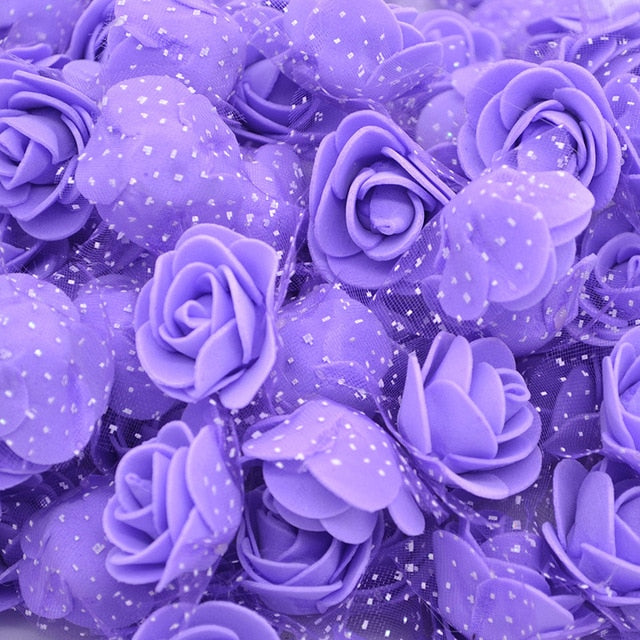 50Pcs/lot 3.5cm Mini PE Foam Rose Heads Artificial Silk Flowers For Home Garden DIY Pompom Wreaths Wedding Decor Supplies