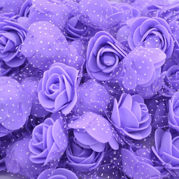 50Pcs/lot 3.5cm Mini PE Foam Rose Heads Artificial Silk Flowers For Home Garden DIY Pompom Wreaths Wedding Decor Supplies