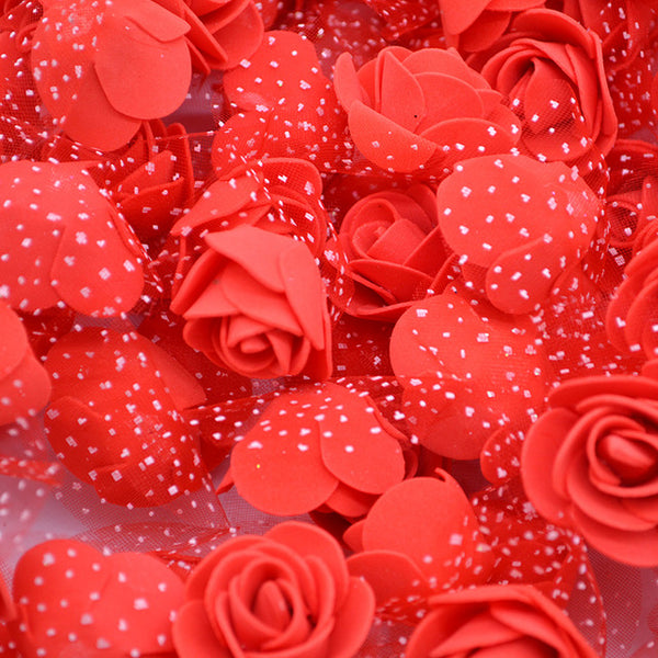 50Pcs/lot 3.5cm Mini PE Foam Rose Heads Artificial Silk Flowers For Home Garden DIY Pompom Wreaths Wedding Decor Supplies