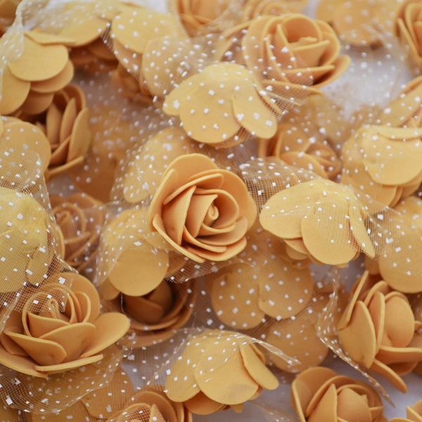 50Pcs/lot 3.5cm Mini PE Foam Rose Heads Artificial Silk Flowers For Home Garden DIY Pompom Wreaths Wedding Decor Supplies