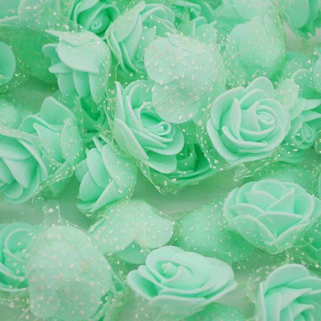 50Pcs/lot 3.5cm Mini PE Foam Rose Heads Artificial Silk Flowers For Home Garden DIY Pompom Wreaths Wedding Decor Supplies